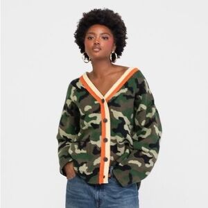 NWT KBB by KAHLANA Women's 'The Slouchy Cardigan' - Olive Camo - Sz M